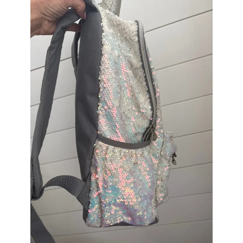 Vintage y2k Justice Girls Iridescent Sequin Unicorn Backpack Initial O